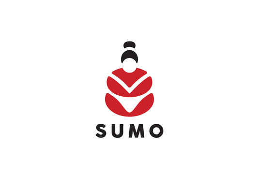 Sumo wrestler Logo design Japanese cuisine sushi roll vector