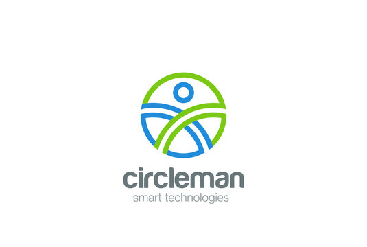 Circle Man abstract Logo design vector. Digital People Game icon