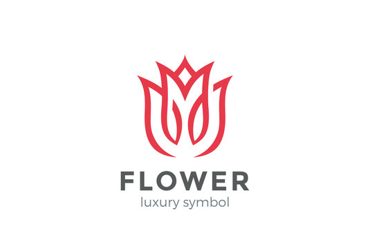 Luxury Fashion Flower Logo abstract Looped Tulip Rose Logotype
