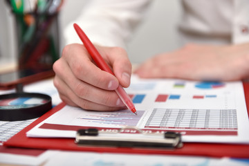 businessman with start up report