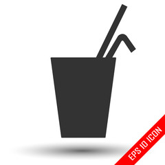 Glass icon. Beverage icon. Glass vector. Flat icon of beverage shape glass.