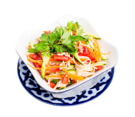 Eastern chicken salad with grated carrot.
