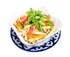 Eastern chicken salad with grated carrot.