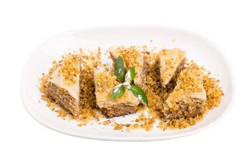Delicious oriental dessert baklava.