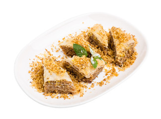 Delicious oriental dessert baklava.