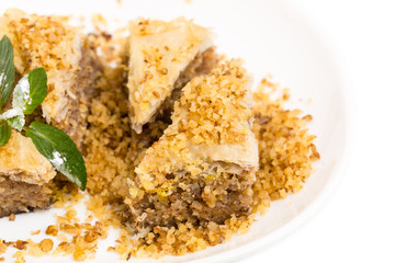 Delicious oriental dessert baklava.