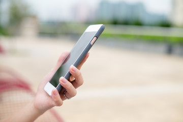 Woman hold with cellphone