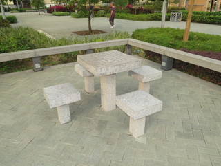 Stone tables and chairs