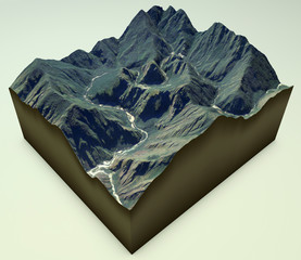 Obraz premium Sezione del sito peruviano di Machu Picchu, vista satellitare, Perù