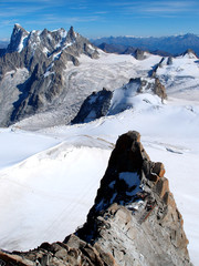 Aerial scenery of Alpine Mountain peaks from a viewpoint near Mont Blanc ~ The aerial view of 