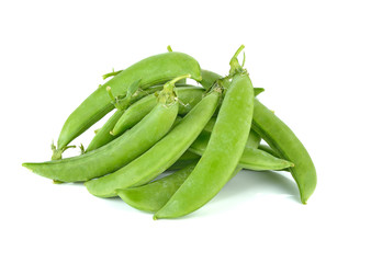 fresh sugar snap peas isolated white background