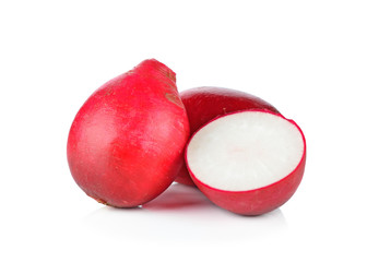 Small garden radish isolated on white background