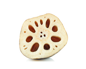 Lotus root on white background