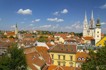 Fototapeta premium Landscape of a Kaptol cathedral in Zagreb 