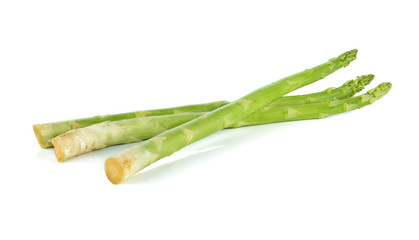 Fresh green asparagus on white background