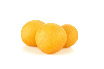 Khanom khai nok kratha is a Thai snack on white