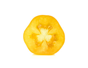 yellow cherry tomatoes on white background