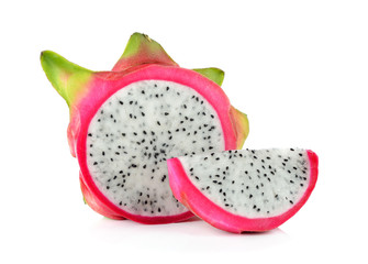 A slice of pitahaya fruit isolated on white background