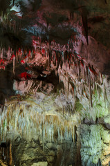 wall in stalactite cave