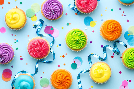 Colorful cupcake party background