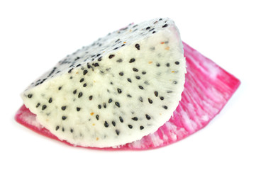 Piece of dragon fruit on white background