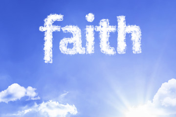 Faith cloud word with a blue sky