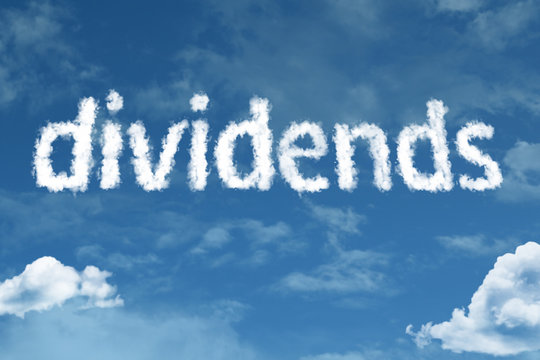 Dividends Cloud Word With A Blue Sky