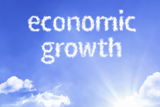 Economic Growth cloud word with a blue sky