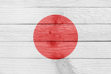Japan flag on a wooden plank