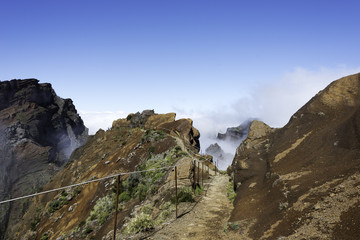 blue sky at the pico arieiro on madeira island