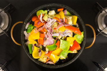 Braised pepper salad cooking