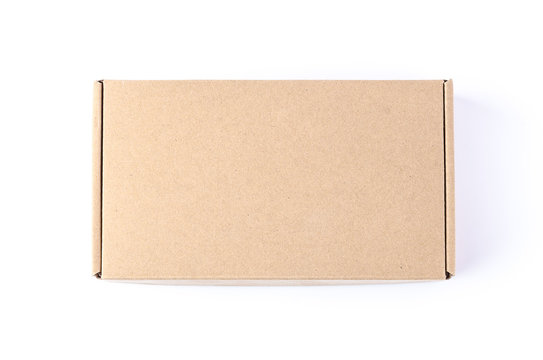 Cardboard brown box or Craft package box isolated on a white background