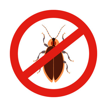 No bugs sign. Prohibition sign with a pest. Insect repellent emblem. Vector illustration for your design.

