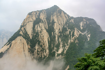 View of Mount Hua or Hu&agrave; shān, near Huayin in Shaanxi province. One of the Five Great Mountains of China, and has a long history of religious significance.
