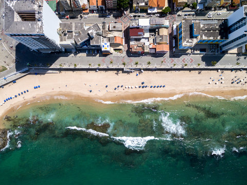 Top View of Porto da Barra Beach, Bahia, Brazil