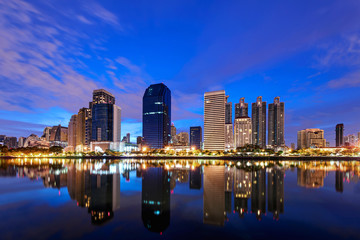 Obraz premium Bangkok city town and the water park, Thailand.