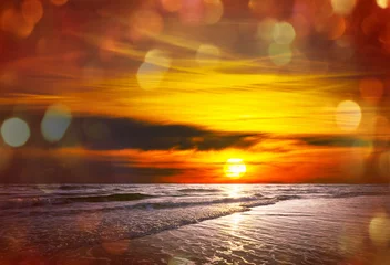Poster de jardin Mer / coucher de soleil Coucher de soleil sur la mer
