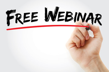 Hand writing Free Webinar with marker, business concept background