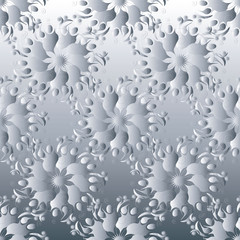 White  silver 3d flowers seamless  pattern. Can be repeated and scaled in any size.