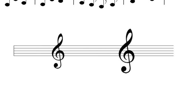 Musical notes on the white background