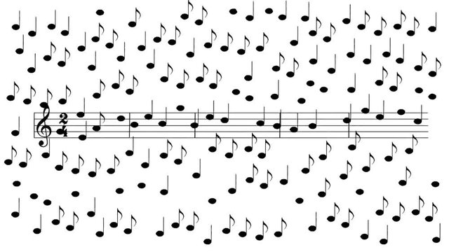 Musical notes on the white background