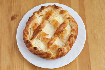 Cheesecake on wooden table