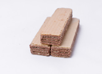 Three waffles isolated on a white background