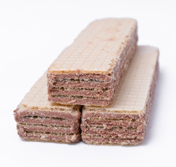 Three waffles isolated on a white background
