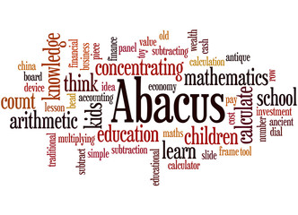 Abacus - counting frame, word cloud concept