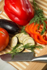 Fresh vegetables on cutting Board