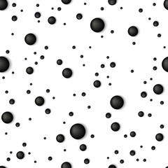 Seamless pattern with volume points. Black and white abstract background. 3d effect.
