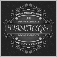 vector cool vintage template white on black background. Hipster design for invitation, site, print and other