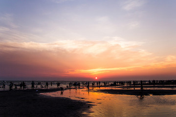 Fototapeta na wymiar sunset at Bangsean beach,Chonburi,Thailand