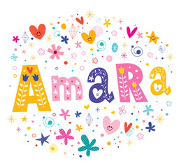 Amara girls name decorative lettering type design